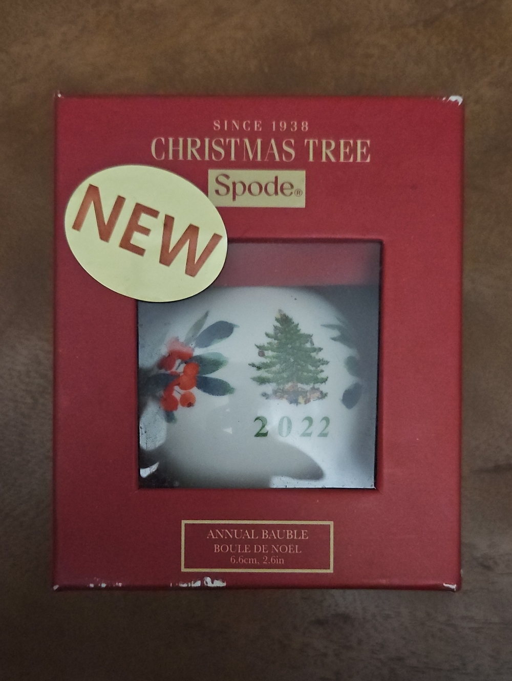 Spode White and Green 2022 Christmas Tree Bauble